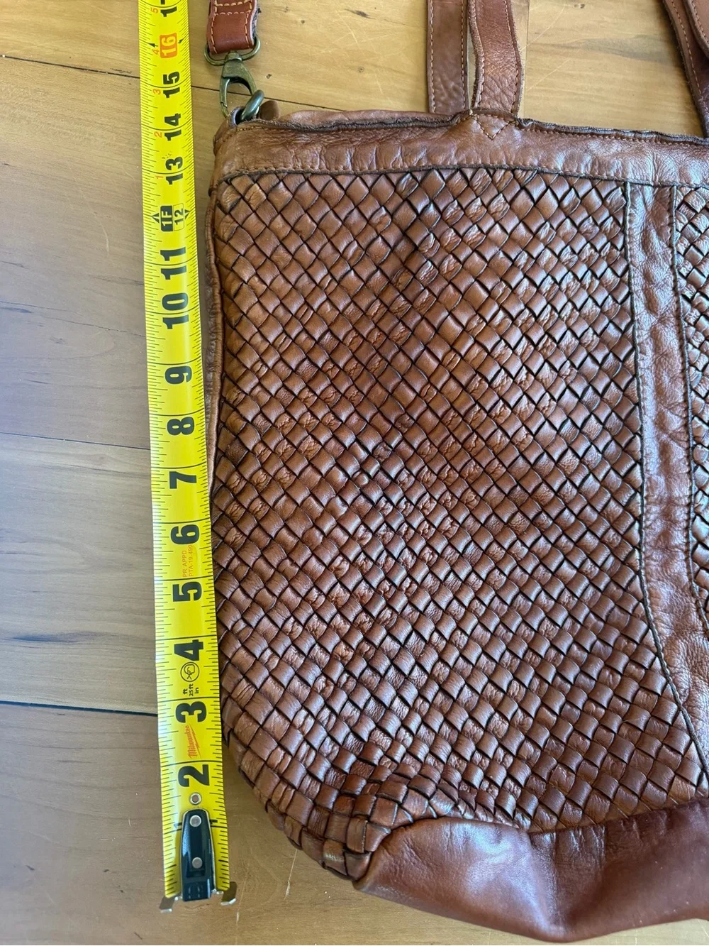 Trades Of Hope LEather Brown shoulder bag Purse Crossbody Woven Interlocking